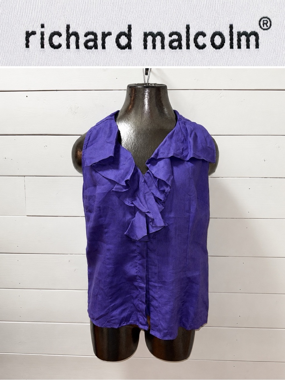 Richard Malcolm Purple Linen Ruffle Blouse – Size M